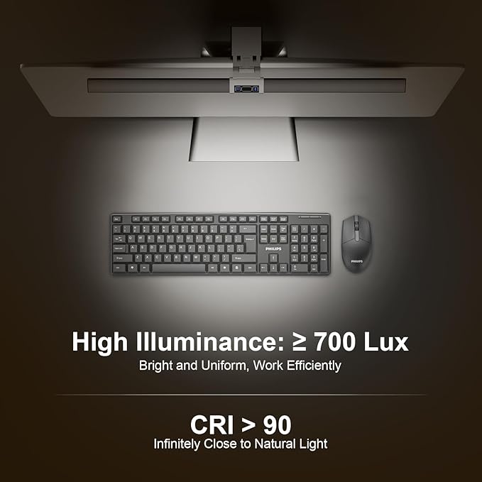 Monitor Light Bar 16“ - Computer Monitor Lamp, Hand-Sweep Sensor Function, Screen Monitor Lamp for Eye Caring, Adjustable Brightness & Color Temperature, USB Powered, No Glare Space Saving Home Office