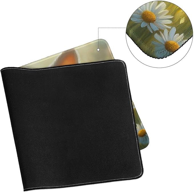 Large Ergonomic Gaming Mouse Pad Baby Bunny in Daisy Field - Sweet Rabbit Theme with Non-Slip Base Water-Resistant Surface and Stitched Edges 40X75cm