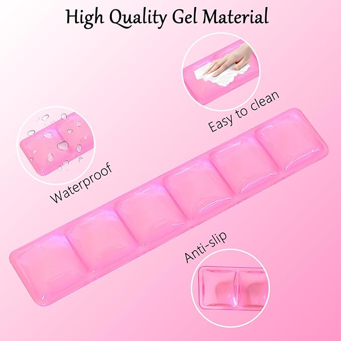 Gel Wrist Rest for Keyboard and Mouse Square Pink Plaid Clear Keyboard Wrist Rest Transparent Ergonomic Cute Checkered Mouse Wrist Pad Silicone Non-Slip Support for Computer Laptop Gaming Home Office
