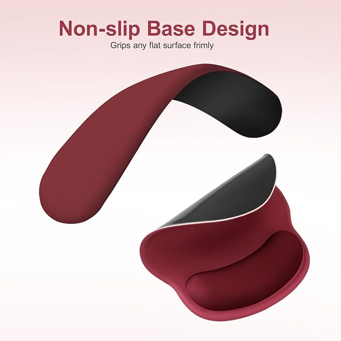 MOSISO Wrist Rest Support for Mouse Pad&Keyboard Set, Circle Curved Ergonomic Mousepad&Coaster Non-Slip Base Home/Office Wrist Support&Easy Typing Pad with Soft Cloth&Silicone Lining, Wine Red