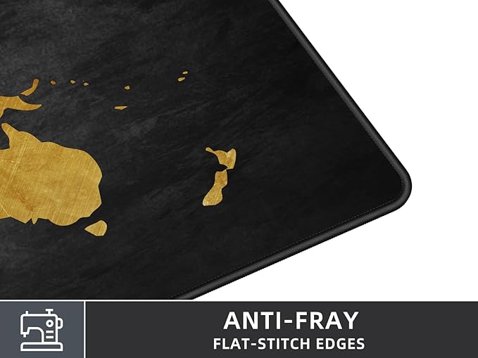 Mouse Pad Desk Mat, Multifunctional Large Gaming Mousepad, Office Desk Pad with Washable Durable Design, Keyboard Pad in Black World Map