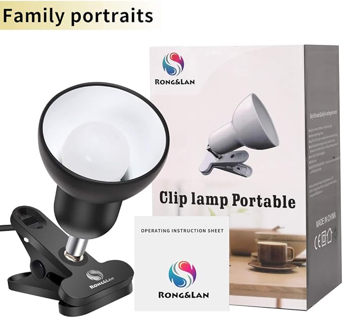 RONG&LAN Clip lamp,360° Rotation Clip on Lamp Portable Book Reading Light,Clamp on Desk/Table/Bunk Bed/Cupboard Home Lighting, (Desk lamp,Seven Colors for Your Choice) (Red)