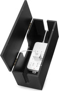 Large Cable Management Box - Wood Cable Organizer Box and Power Strip Box for Electrical Cord Management - Hide Desk Cord and Floor Cables - Wire Storage and Organization for Cords, Black
