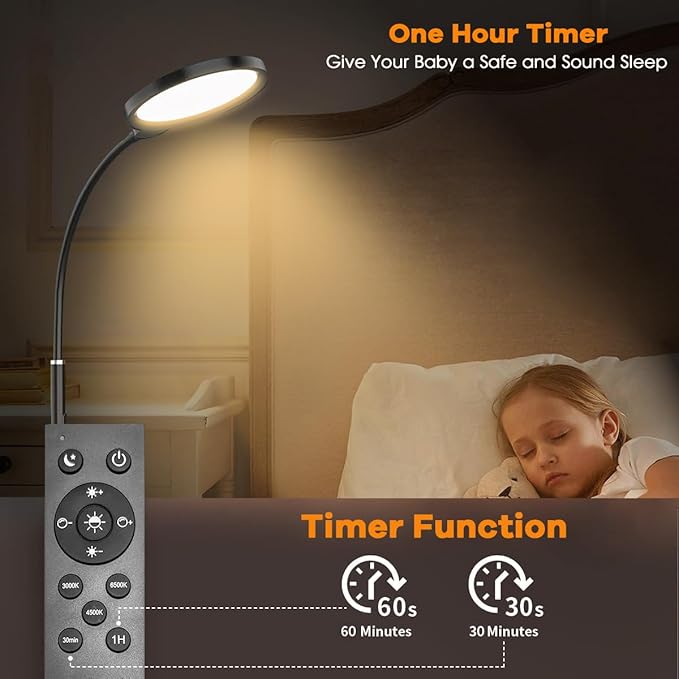 LED Floor Lamps with Remote Dimmable Timing Eye Care Standing Reading Lamp for Living Room Bedroom Office