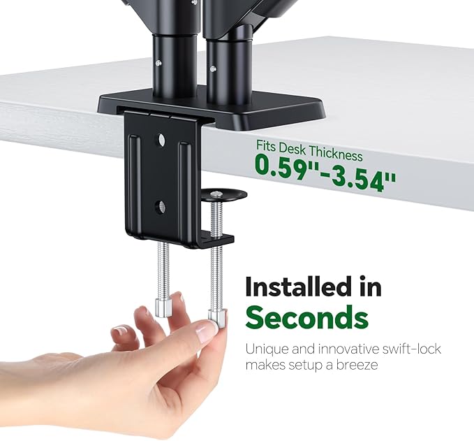 Dual Monitor Stand, Full Adjustable Monitor Desk Mount for 13–32″ Computer Screens