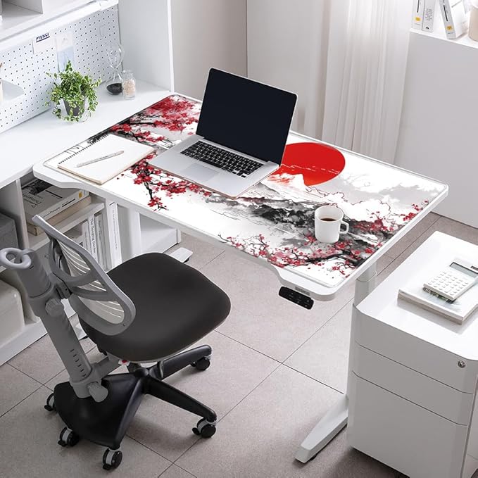 48x24 Mouse Pad Giant Cherry Blossom Desk Mat Large Mousepad Gaming Red Sakura Mouse Mat Huge Oversized Desk Pad XXXXL Computer Mat for Office Work Women