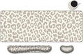 MIBITRI Keyboard Mouse Pad Set, Extended Gaming Mouse Pad+Ergonomics Keyboard Wrist Rest Support, Memory Foam, Easy Typing, 4Pcs XXL Ultra Thick Desk Mat, Leopard Print
