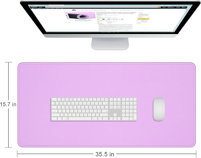 Dapesuom Large Gaming Mouse Pad, Extended Mouse Mat with Stitched Edges, Full Size Keyboard Pad with Non-Slip Base, Big XXL Computer Desk Mats for Gamer, Laptop, Office, 35.5 x 15.7in, Vanilla Purple