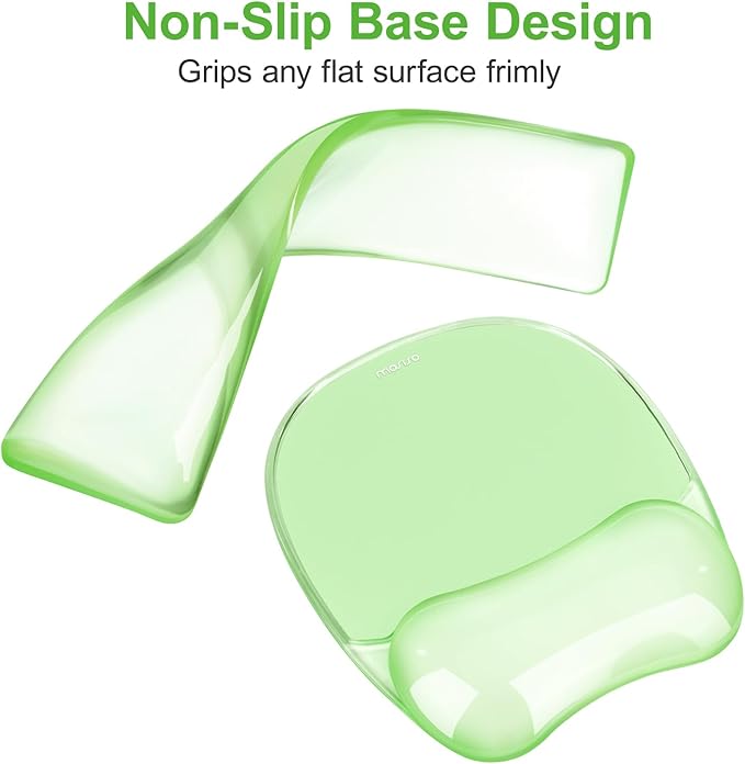 MOSISO Gel Wrist Rest Support for Mouse Pad&Keyboard Set, Irregular Oval Ergonomic Mousepad Keyboard Pad Non-Slip Base Home/Office Cooling Gel Easy Typing Pad for Computer Laptop, Green