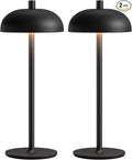Cordless LED 12" Small Table Lamps Set of 2, Modern Portable Desk Lamp, 3 Color Dimming Rechargeable Battery Lights for Bedroom, Outdoor, Restaurant, Bedside, Baby Night Light, Gifts (Black)