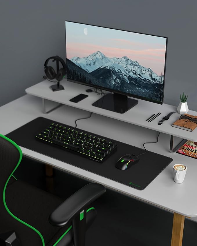 Black Shark Gaming Mouse Pad Desk Mat (31.5” x 11.8” x 0.15”) Mousepad with Superfine Fiber Surface Smooth, Non-Slip Rubber Base, Office Decor for Gamers, Office, Desk Pad Manta P2