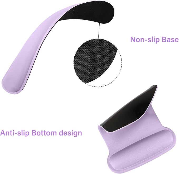 MOSISO Wrist Rest Support for Mouse Pad & Keyboard Set, Ergonomic Mousepad Non-Slip Base Home/Office Easy Typing Cushion with Neoprene Cloth & Raised Memory Foam, Dusty Lilac