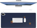 Konohan Heated Desk Pad Warm Mouse Pad, 5 Heating Level & 4 Hour Auto Shut-Off, PU Leather Warm Mouse Mat Heating Keyboard Gaming Mice Warmer Mat Only Supports 110v(Dark Blue Color,31.5" X 13")