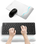 UnivoColors Mini Size Mouse Pad with Wrist Rest & M-Size Keyboard Wrist Rest Set,Premium PU Material,Low-Rebound Cushion,Ergonomic Design,Smooth Mouse Control with Hard Plate,Reduces Fatigue,White