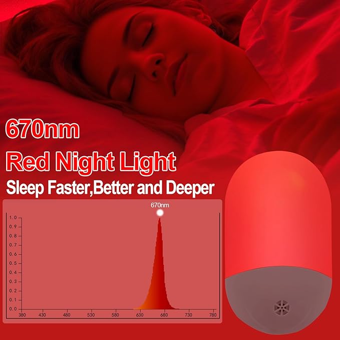 670nm Red Light Night Light for Sleep Therapy[4 Pack] - Zero Blue Light, with Dusk to Dawn Sensor Auto On/Off LED Night Light Plug into Wall for Nursery Bedroom Bathroom