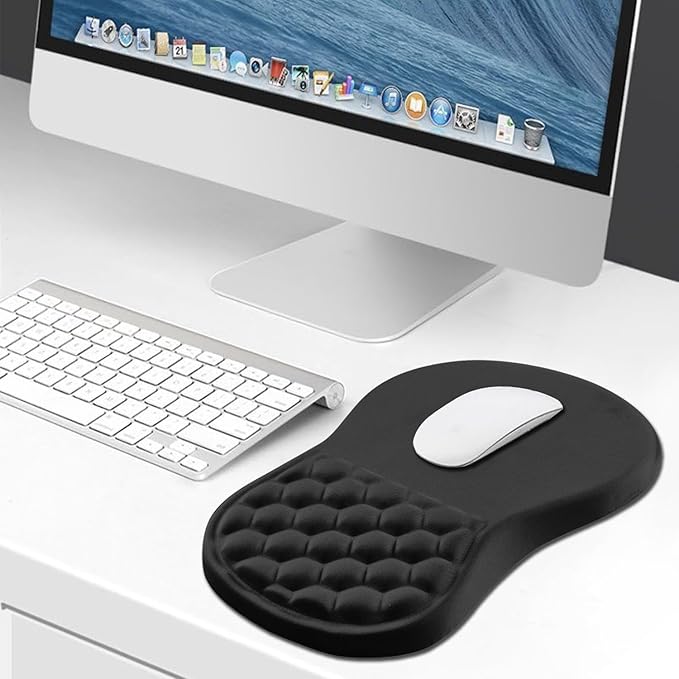 Hokafenle Ergonomic Mouse Pad Wrist Support, Wrist Rest Mousepad for Carpal Tunnel with Integrated Memory Foam Slope Massage Bulge (11.8x7.9 inch,Polar Night)