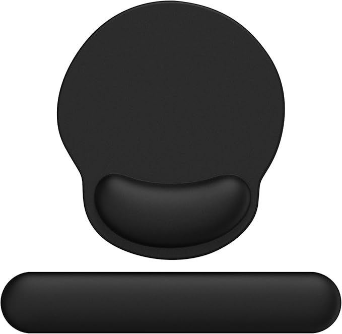 eulps Mouse Pad Wrist Support, Ergonomic Memory Foam Keyboard Wrist Pad & Gel Wrist Rest Set for Computer Keyboard for Easy Typing for Office & Home(Black Set)