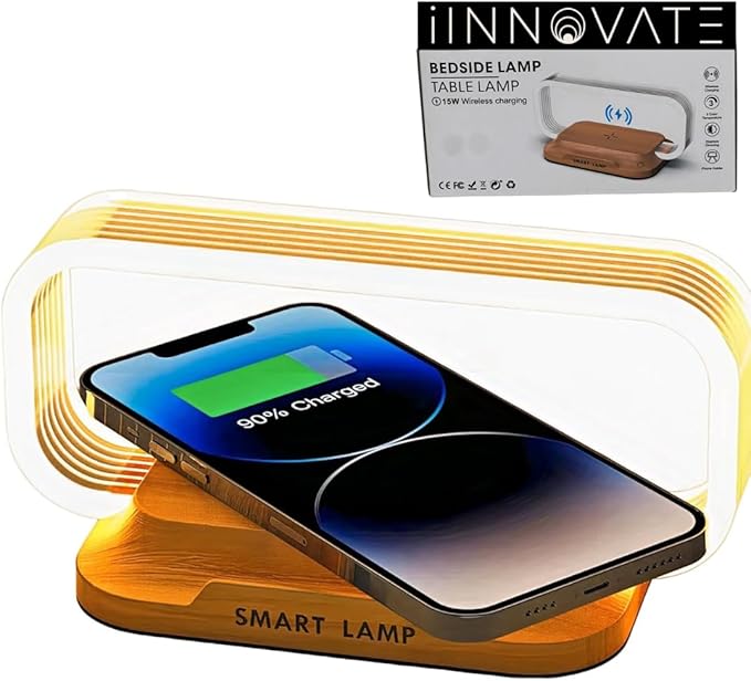 Bedside Table Lamp Wireless Charger, Touch Nightstand Lamp with USB Port Desk Lamp with Modern LED Light Dimmable for Bedroom, Living Room, Office, 3 Way Touch Control Stepless Dimming