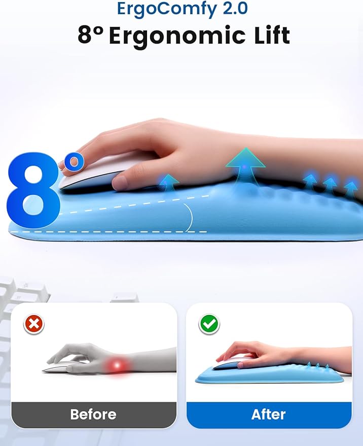 Vaydeer Ergonomic Mouse Pad with Wrist Rest – Memory Foam Mouse Pad with Wrist Support & Massage Bulge, Non-Slip PU Base, Relieves Carpal Tunnel Pain – Ideal Mouse Wrist Rest for Office & Home (Gray)