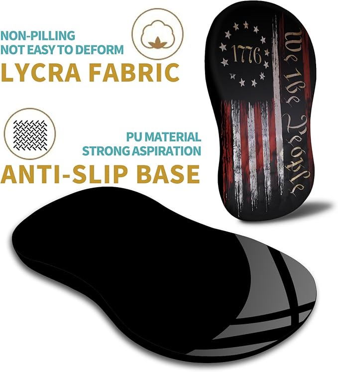 Hokafenle Ergonomic Mouse Pad Wrist Support with Massage Design, Wrist Rest Mousepad with Memory Foam&Non-Slip PU Base, Mouse Pads for Wireless Mouse & Desk (12x8 inch,Flag)