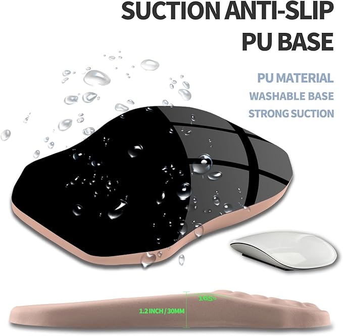 Ergonomic Raised Mouse Pad Wrist Support with Bilateral Slope Memory Foam Mousepad for Wrist Rest and Carpal Tunnel 11.8x7.9〃 Apricot Pink