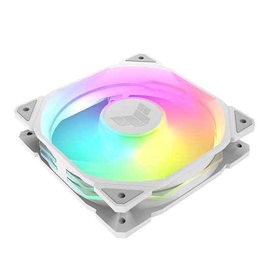 ASUS TUF Gaming TR120 120mm ARGB White Fan Triple Pack 28mm Fan Frame, 3.3mm H2O high Static Pressure, 77.4 CFM Airflow, Double-Layer LED Array, Flexible Side Pattern, Aura sync, PWM Control