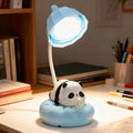 LED Desk Lamp with USB Charging Port, Gooseneck, Cute Panda Night Light for Bedroom Study Room, Boys Girls Children, Touch Control, 500 mAh, Rechargeable Lighting Decor for Boys Girls-Blue
