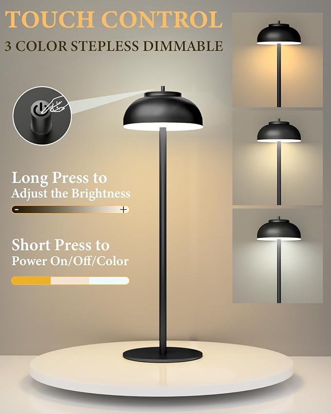 4 Pack Led Cordless Table Lamps Rechargeable,Table Lights Battery Operated-IP65 Waterproof-for Outdoor Patio/Restaurants/Home/Dinner/Table Lighting-Touch Control & Dimmable
