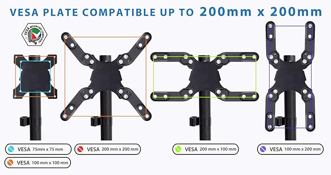 Mount-It! Ultra-Wide Single Monitor Arm Desk Mount, Height Adjustable Pole Stand for 13–42 Inch Screens up to 22 lbs, VESA 75x75 to 200x200, Clamp & Grommet