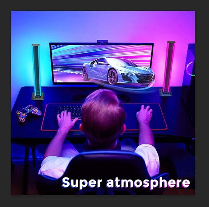RGBW LED Light Strip, Music Sync RGB IC LED Lights Bars, USB Powered Ambient Lighting, Remote Control Color Changing Gaming TV Backlight for Room PC Gaming Monitor Desk(RGB Light Bar)