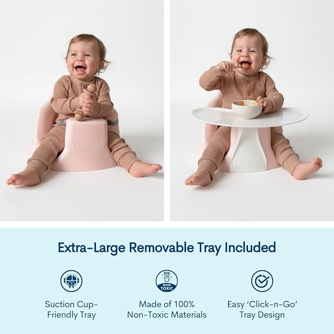 Upseat – The Original Ergonomic Baby Floor & Booster Seat with Tray, Developed with Physical Therapists for Upright Posture & Healthy Hip Development, 4–24 Months, Dishwasher-Safe Extra-Large Tray
