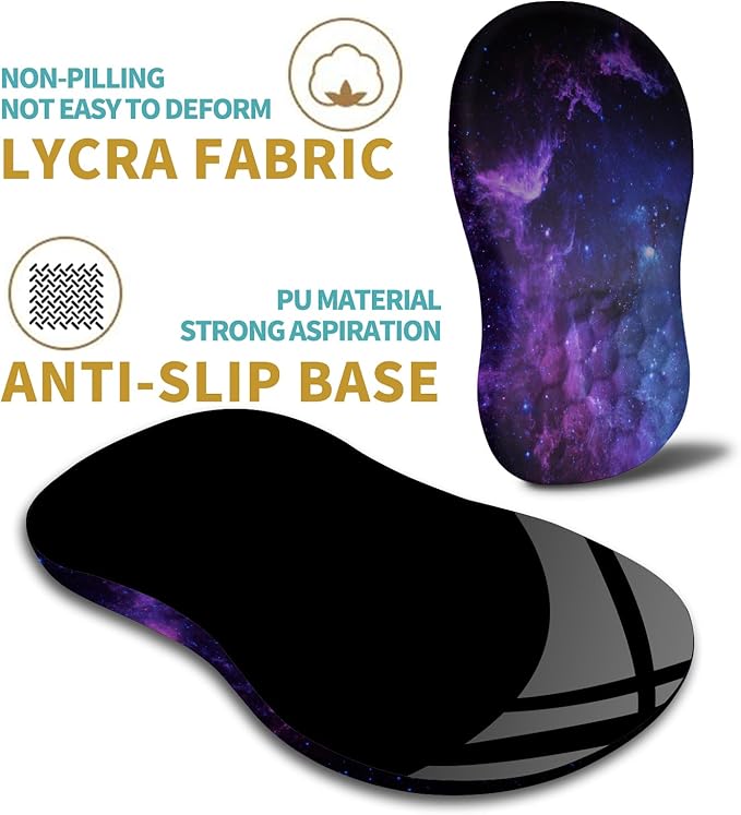 Hokafenle Ergonomic Mouse Pad Wrist Support with Massage Design, Wrist Rest Mousepad with Memory Foam&Non-Slip PU Base, Mouse Pads for Wireless Mouse & Desk (12x8 inch,Galaxy)