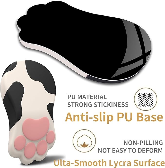 L-SPOUTTO Ergonomic Mouse Pad with Wrist Rest,Cute Cat Paw Mousepad Wrist Support,Comfortable Massage Design Computer Pain Relief Mouse Pad with Non-Slip PU Base for Desk Laptop Gaming,Cow