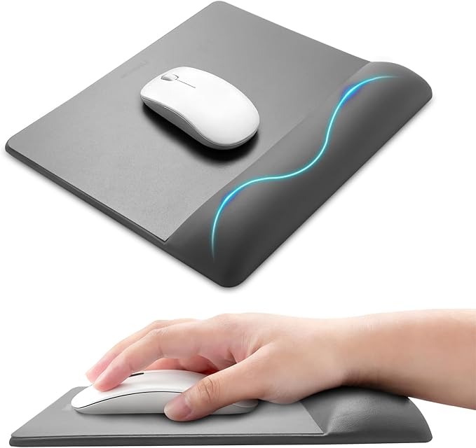 univo colors Wide Size Mouse Pad with Wrist Rest,Premium PU Material,Low-Rebound Cushion,Ergonomic Design,Comfortable Wide-Size Operation,Smooth Mouse Control with Hard Plate,Reduces Fatigue(Gray)
