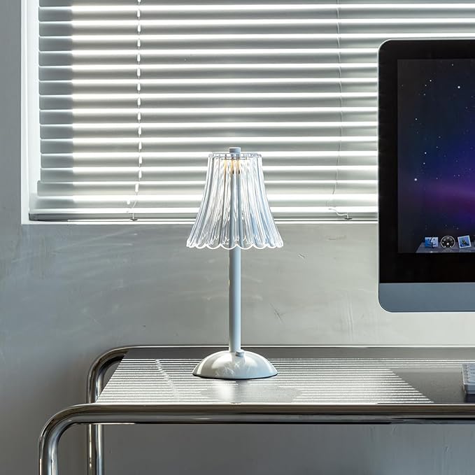 Cordless Table Lamps for Home,Table,Dining Room, Gold Rechargeable Lamps, USB Charge 12'' Tall LED Brass Portable Outdoor Indoor Table Lamp with Built-in Dimmer (Flower-White)