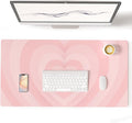 Colorful Star Large Mouse Pad Pink, Girly Desk Mat Aesthetic PU Leather Laptop Mat 31.5 x 15.7 in, Cute Mousepad & Large Desk Pad, Waterproof Non-Slip Desk Mat for Office Accessories Women& Girl