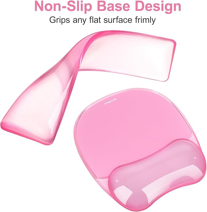 MOSISO Gel Wrist Rest Support for Mouse Pad&Keyboard Set, Irregular Oval Ergonomic Mousepad Keyboard Pad Non-Slip Base Home/Office Cooling Gel Easy Typing Pad for Computer Laptop, Pink