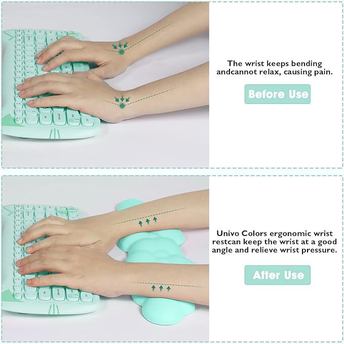 Gaming Keyboard Wrist Rest Pad,Memory Foam Keyboard Palm Rest, Ergonomic Hand Rest,Wrist Rest for Computer Keyboard,Laptop,Mac,Lightweight for Easy Typing Pain Relief (Cyan-Blue)