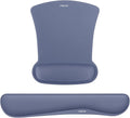 MOSISO Wrist Rest Support for Mouse Pad & Keyboard Set, Ergonomic Mousepad Non-Slip Base Home/Office Easy Typing Cushion with Neoprene Cloth & Raised Memory Foam, Navy Lime