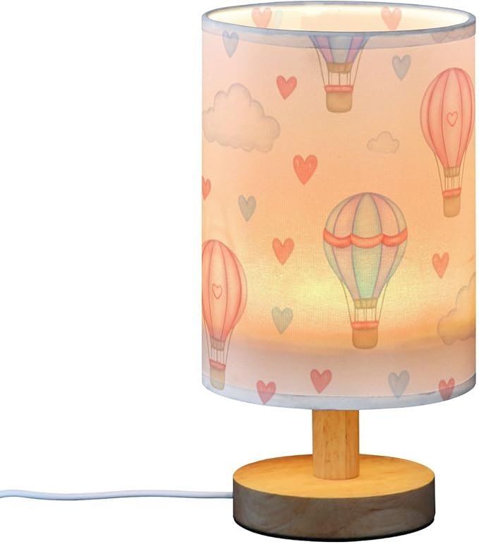 Balloon Cloud LED Table Lamp, Bedside Lamp with Linen Lampshade, Flicker-Free Eye Care USB Plug in Nightstand Lamp, for Bedroom and Office