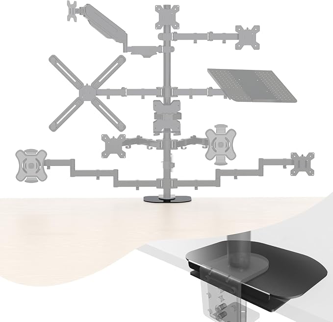 Pholiten Steel Bracket Plate Reinforcement for Glass Desk, Fits Most Monitor Stand Grommet C Clamp Installation Hole