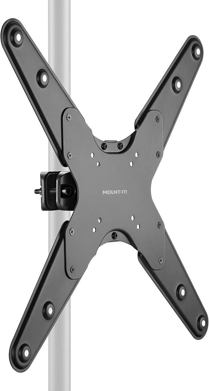 Mount-It! TV Pole Mount, Fits 32" to 55" Screens, Universal VESA 75x75 to 400x400, Full-Motion Tilt, Swivel & Rotate, Clamps to 1.1" - 1.96" Diameter Poles, Ideal for Gazebos, Trade Shows, & POS