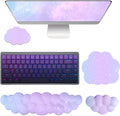 Cloud Mouse Pad Keyboard Wrist Rest for Mouse 4PCS Mini Small Starry Sky Galaxy Desk Mat Pad Set Memory Foam Non-Slip Cute Ergonomic Gaming Mouse Wrist Support for Computer Home Office Purple Blue