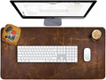 ELIZO Leather Desk Pad Real Leather Desk Mat Thick (3mm) Double Layer (31x15.6) Cover Blotter Desk Protector Large Computer Mat for Keyboard Mouse Pad Table Laptop Mat Office Desktop Accessories