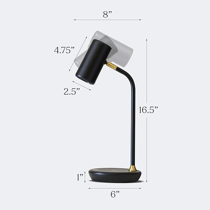 Brightech Ezra Office Desk Lamp – Wireless Charging Pad and Temperature Changing Light Options – Living Room Table Lamp for Mid-Century, Art Deco, Contemporary Décor - Black