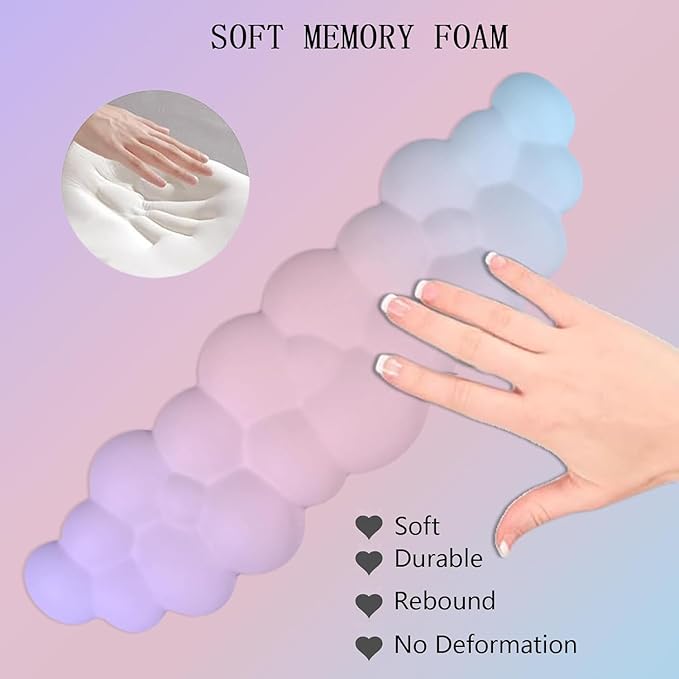 Cloud Mouse Pad Keyboard Wrist Rest for Mouse 4PCS Extended Large Desk Mat Pad Set Memory Foam Non-Slip Cute Ergonomic Gaming Mouse Wrist Support for Computer Home Office 35.4x15.7in Pink Purple Blue