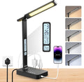 Power Strip with LED Desk Lamp: Table Lamp with Charging Station - 2 Outlets 1 USB-A Ports 1 Type-C Ports, Surge Protection and Led Display, 5ft Extension Cord, 5 Color Modes 5 Brightness
