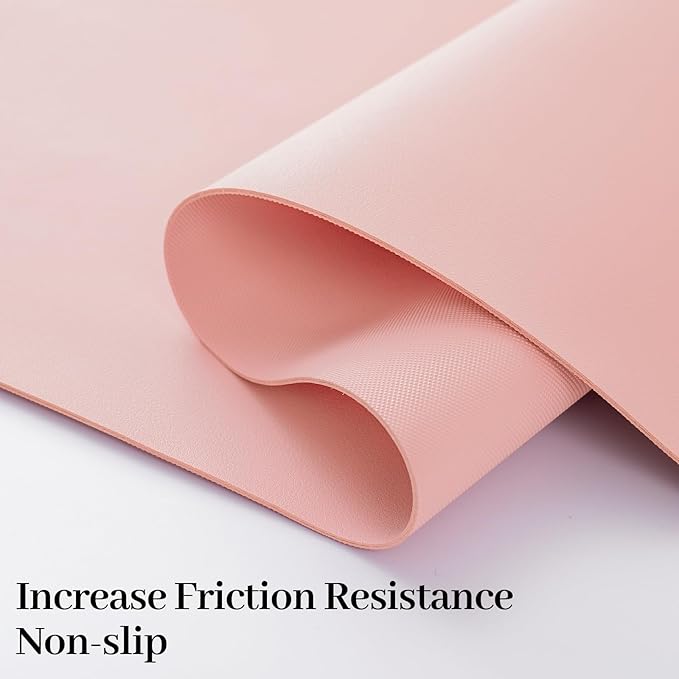 Large Desk Pad Mat, Long Mouse Pads for Desks Non-Slip, Pink Leather Desk Mat, Waterproof Computer Mat Desktop Protector for Office/Study/Home/Decor (47.2" x 16.9")