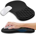 Ergonomic Mouse Pad Wrist Support with Memory Foam Massage Bulge, Carpal Tunnel Mousepad Wrist Rest for Mouse(12x8 inch, Black)