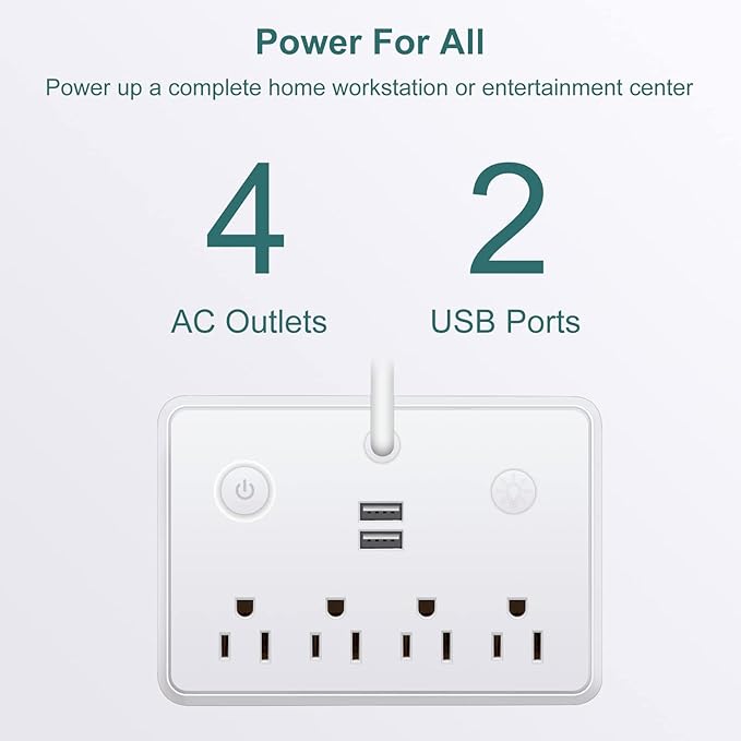 LED Desk Lamp, Power Outlet with Dimming Night Light Desk Light,Table Lamps 3 Lighting Modes Desktop Charging Extension Lead 4 AC Power Outlet and 2 USB Charging Ports for Travel Home Office